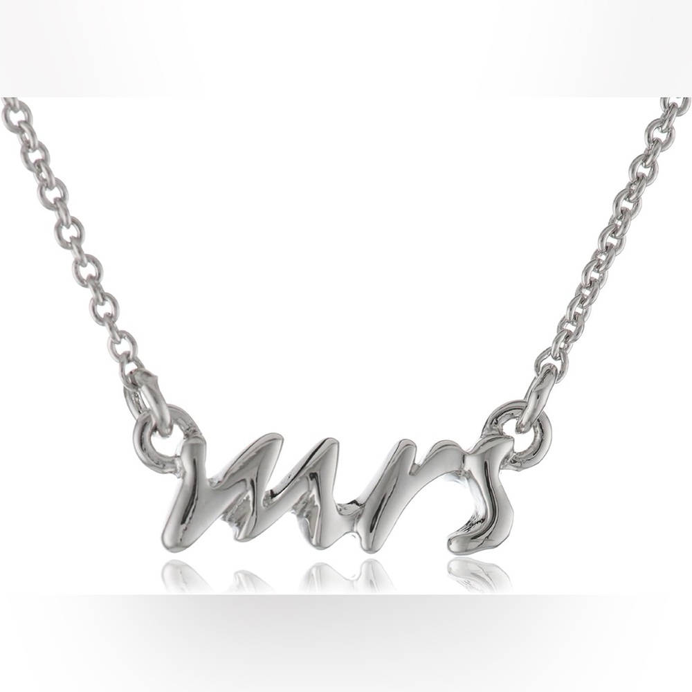 Kate Spade New York Say Yes Mrs. Necklace in Silver Bridal Newlywed Wife